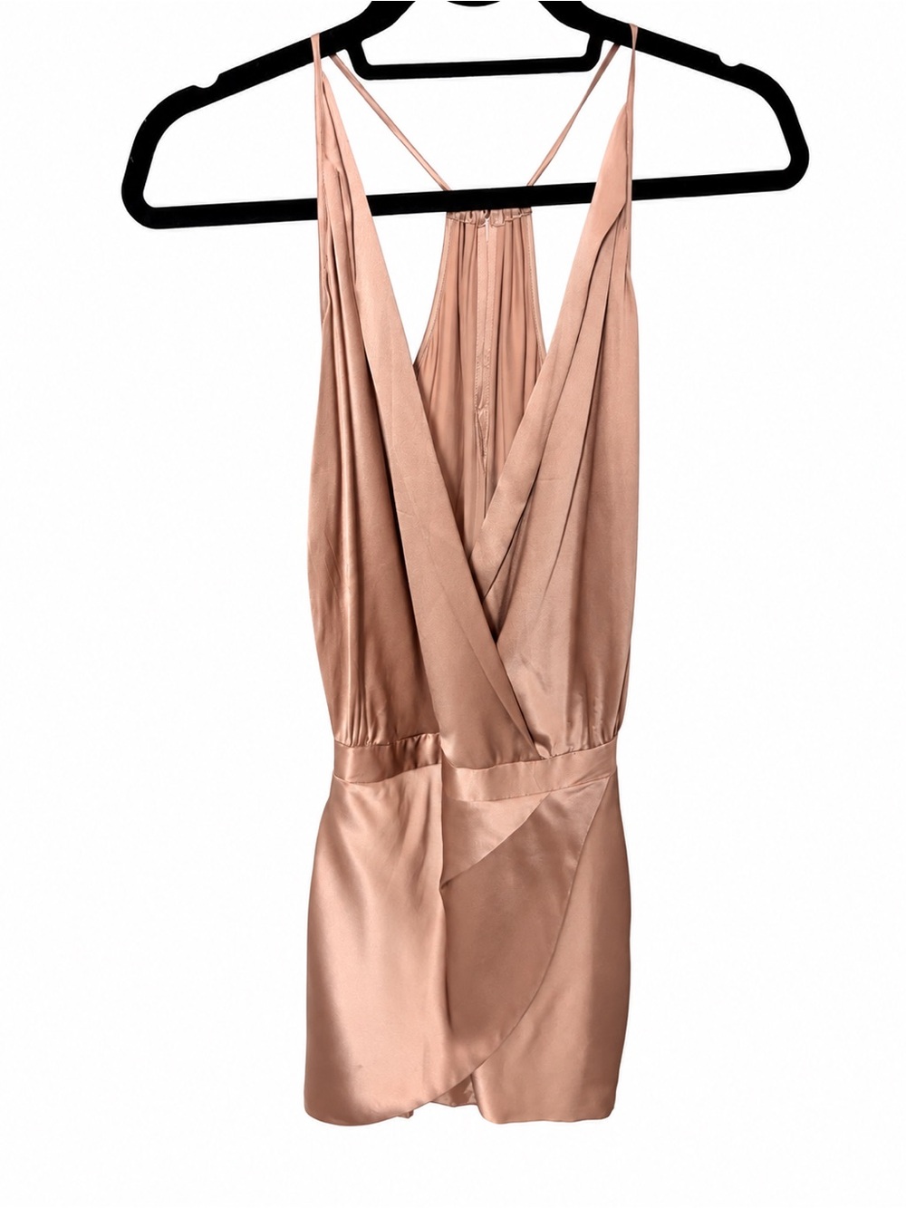 Michelle Mason Blush Draped Halter Open-Back Mini Dress Size 0